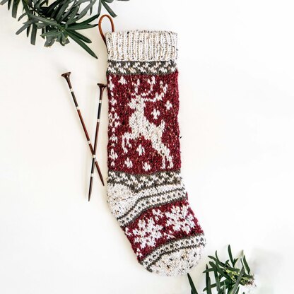 Prancing Deer Knit Stocking