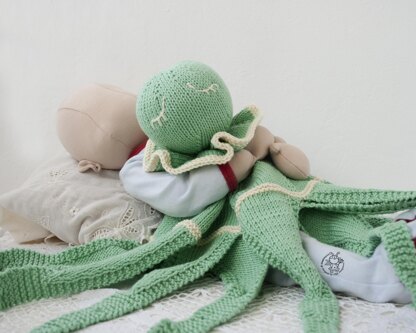 Knitted flat Octopus Toy Baby Lace Blanket.