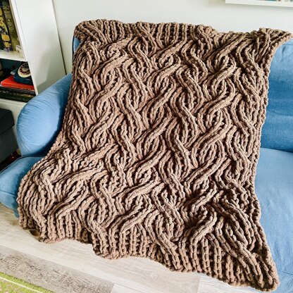 Ribbed Cable Throw Blanket