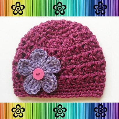 Eve Hat with Changeable Flower-Preemie to Adult Sizes