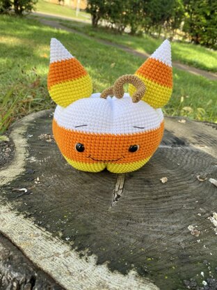 Candy Corn Pumpkin Cat