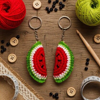 Crochet Watermelon Keychain Pattern PDF + Video Tutorial