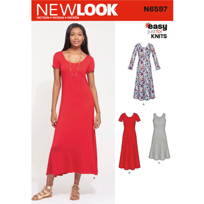 New Look N6597 Misses' Knit Dress 6597 - Paper Pattern, Size 10-12-14-16-18-20-22