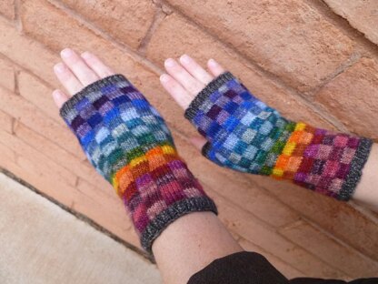 Mosaic Happy Fingerless Gloves