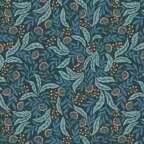 Arts floral with copper metallic on blue (A585.3)