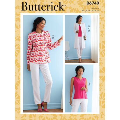 Butterick Misses' Jacket, Coat, Top & Pants B6740 - Sewing Pattern