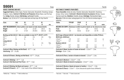 Simplicity Babies' Buntings and Hats S9591 - Paper Pattern, Size XXS-XS-S-M