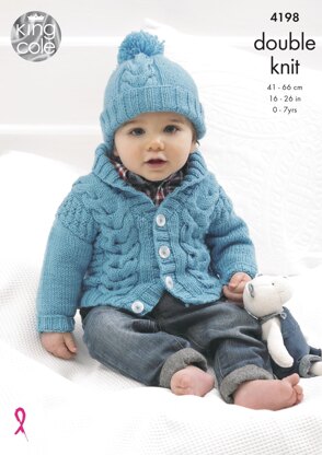 Cardigans and Hat in King Cole Cherished DK - 4198 - Downloadable PDF