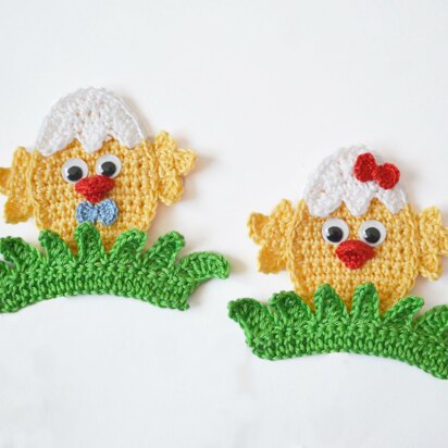 Baby Chicks. Crochet Applique. Little Chicken Embellishment