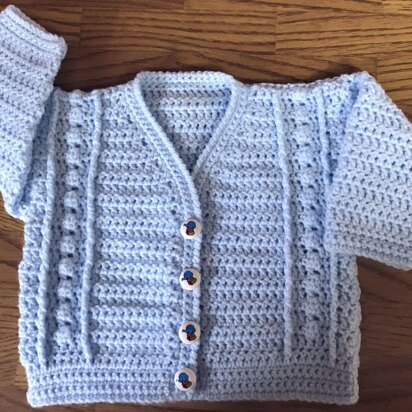 Bobble Panel Crochet Cardigan Pattern for Baby/Child (1012)