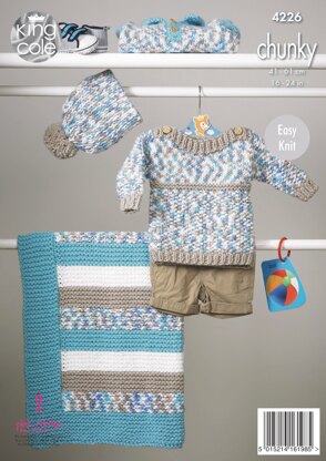 Blanket, Sweaters & Hat in King Cole Chunky - 4226 - Downloadable PDF