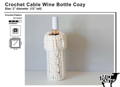 Crochet Cable Wine Bottle Cozy (2015025)