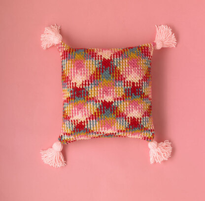 Amateur Argyle Cushion - Free Crochet Pattern For Home in Paintbox Yarns Chunky Pots