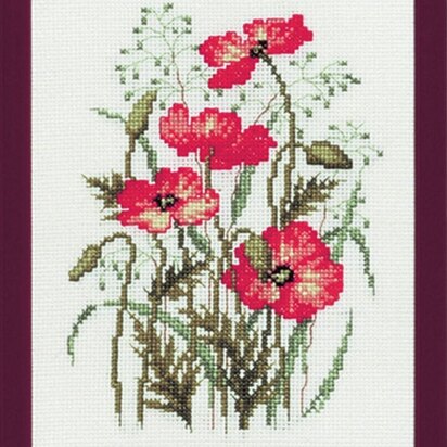 Kreuzstich-Stickset „Mohnblumen“ von Pako – 15 x 20 cm
