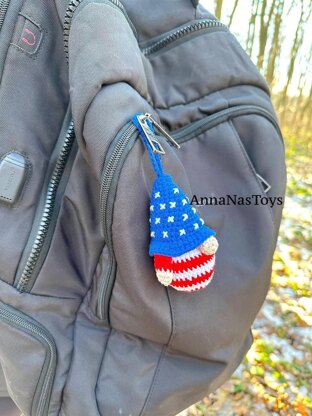 USA Patriotic American Gnome - keychain