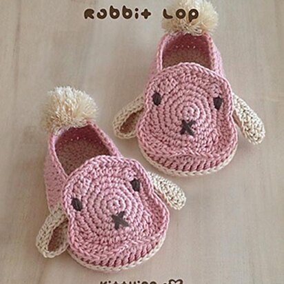 Bunny Rabbit Lop Baby Booties by Kittying Crochet Pattern