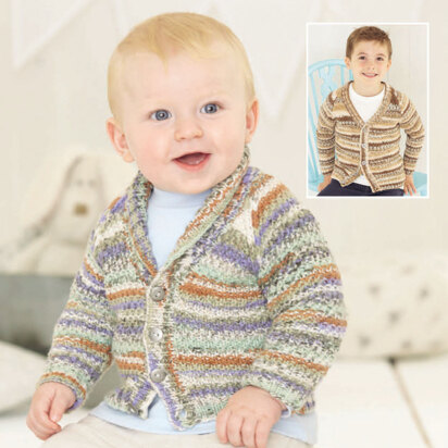 Shawl Collar and V Neck Cardigans in Sirdar Snuggly Baby Crofter DK - 4757 - Downloadable PDF