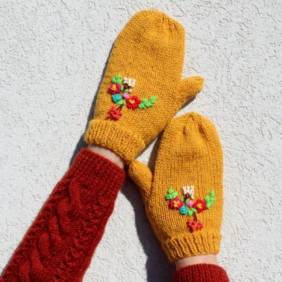 Floral Bouquet Mittens Gloves