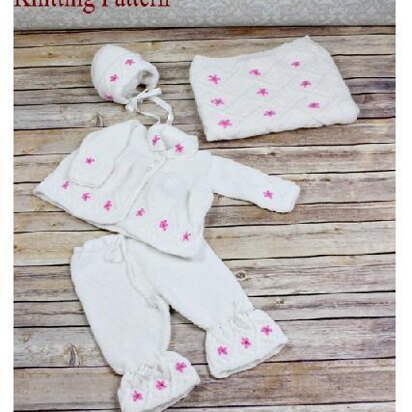 Knitting Pattern baby jacket, hat, leggings blanket/afghan  #85