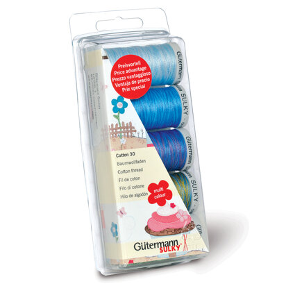 Gutermann Thread Set: Cotton No.30: 5 x 300m: Greens/Blues