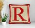Initial Letter R Pillow Mini C2C Crochet Pattern Alphabet Name Bordered Cushion