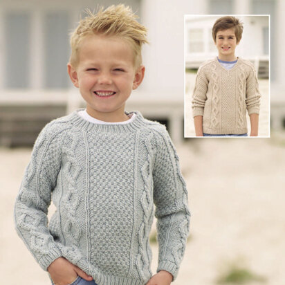 Round Neck and V Neck Sweaters in Sirdar Supersoft Aran - 2477 - Downloadable PDF