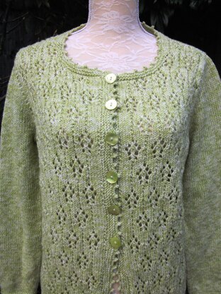 Cardigan with Alternating Lacy Medallions