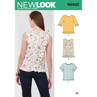 New Look N6622 Misses' Tops 6622 - Paper Pattern, Size 10-12-14-16-18-20-22