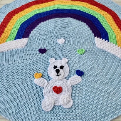 Love Bear Rainbow Baby Blanket