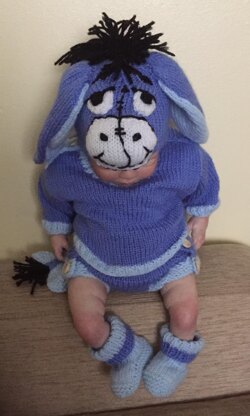 'Donkey' Jumper, Hat, nappy cover, Booties