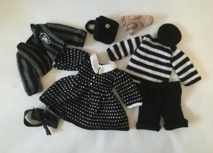 Toy knitting patterns - Wednesday doll clothes
