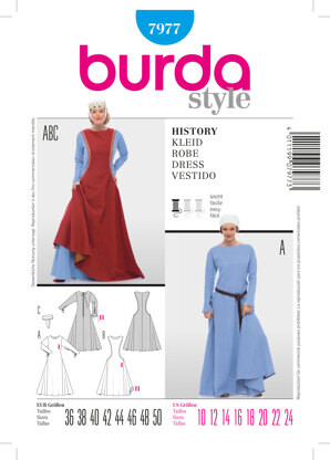 Burda History Dress Sewing Pattern B7977 - Paper Pattern, Size 10-24