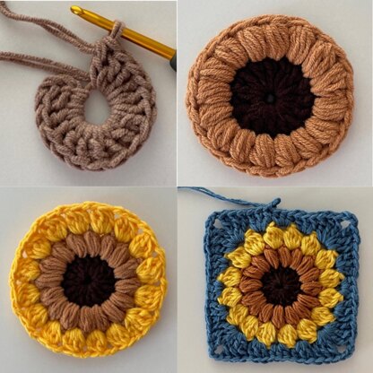 Crochet sunflower granny square