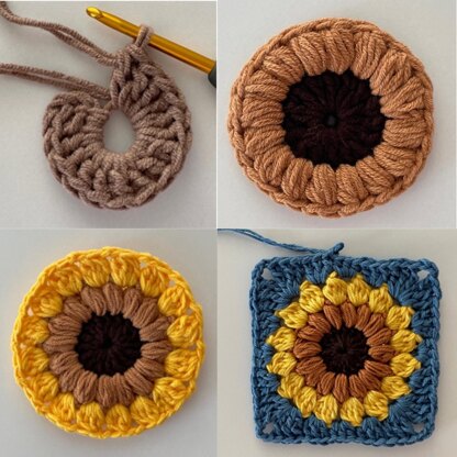 Crochet Sunburst Granny Square (Sunflower Granny Square Tutorial