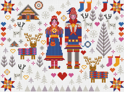 Riverdrift House Saami Folkies Sampler Cross Stitch Kit