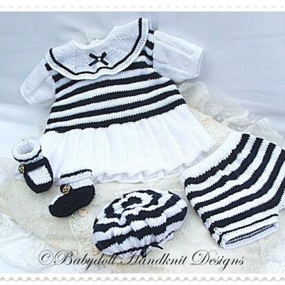 Sailor Dress Set 16-22” doll/newborn/0-3m baby