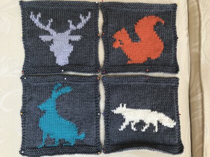 Woodland Animal Intarsia Squares