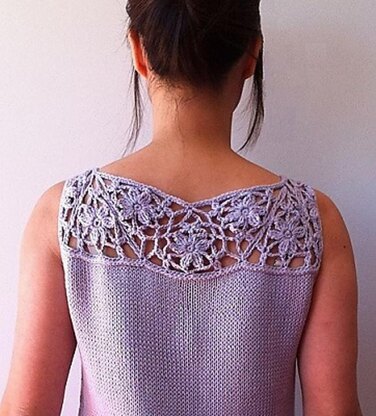 Vivian - floral lace-top shell (crochet+knit)