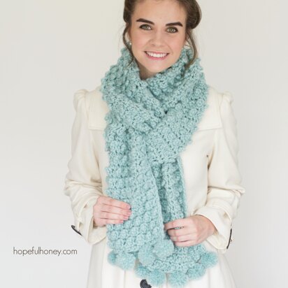 Snowbird Picot Pompom Scarf