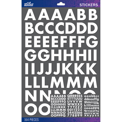 Sticko Alphabet Stickers - White Futura Bold Large
