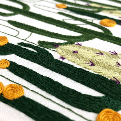 Embroidery and Sage Cactus Bloom Embroidery Kit - 8 1/4in W x 8 1/4in L x 3/8in D