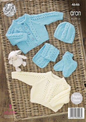 Sweater, Cardigan, Hat, Scarf & Bootees in King Cole Comfort Aran - 4646 - Downloadable PDF