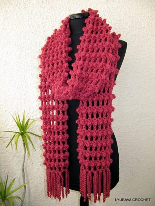 Chunky Crochet Long Scarf With Fringe