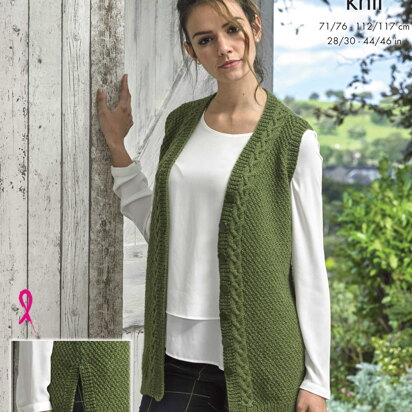 Waistcoat & Cardigan in King Cole Merino Blend DK - 5075 - Downloadable PDF