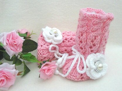 Knitting PATTERN Baby Girl Baby Cap and Baby Shoes