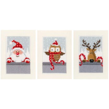 Vervaco Christmas Buddies (Greetings Cards) Pack of 3 Cross Stitch Kit - 10cm x 15cm