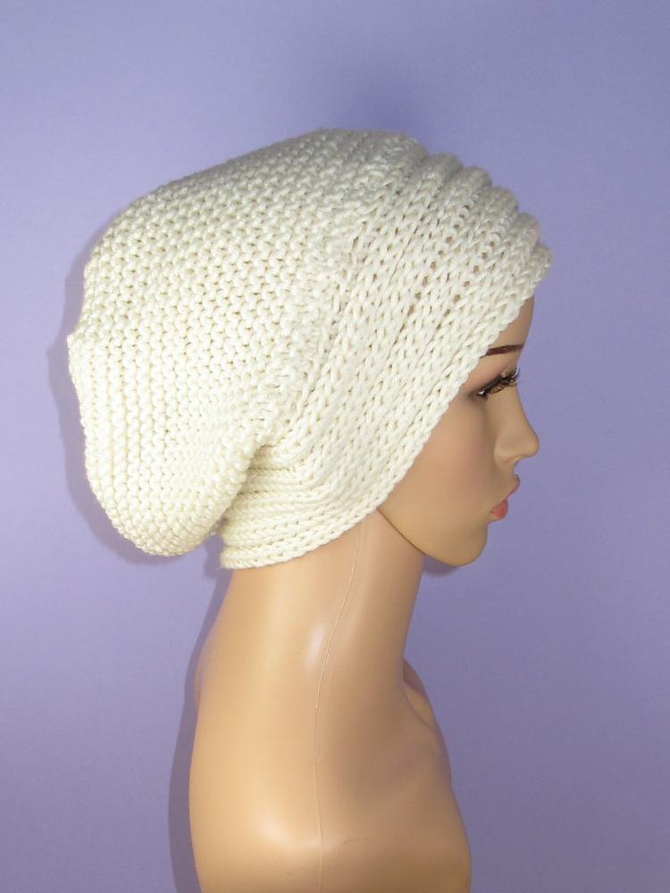 Chunky Rib Band Garter Stitch Slouch Hat Knitting pattern by