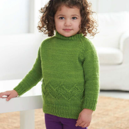 Kid's Chevron Band Pullover in Caron United - Downloadable PDF