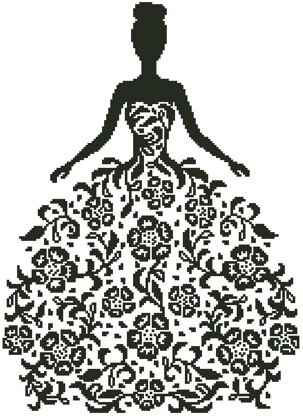 Woman Silhouette with Flowers - #14567