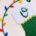 Custom Monogram Green Holiday Stocking Ornament - Christmas Embroidery Pattern